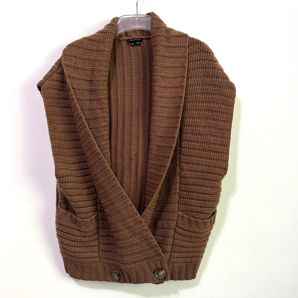 Theory Shawl Neck Vest Sweater L Marissa Warmth Wool Cashmere Button Hem Cozy - Picture 1 of 10